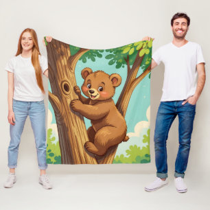 Schattige beer klimt in een boom fleece deken