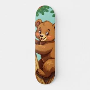 Schattige beer klimt in een boom persoonlijk skateboard