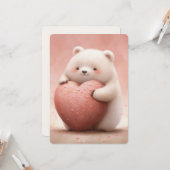 Schattige Beer knuffelen een roze hart Kaart (Voorkant / Achterkant in situ)