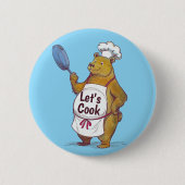 Schattige Beer Koken, Laten we koken Chefs cadeau Ronde Button 5,7 Cm (Voorkant)