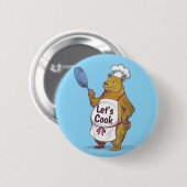 Schattige Beer Koken, Laten we koken Chefs cadeau Ronde Button 5,7 Cm (Voorkant /achterkant)