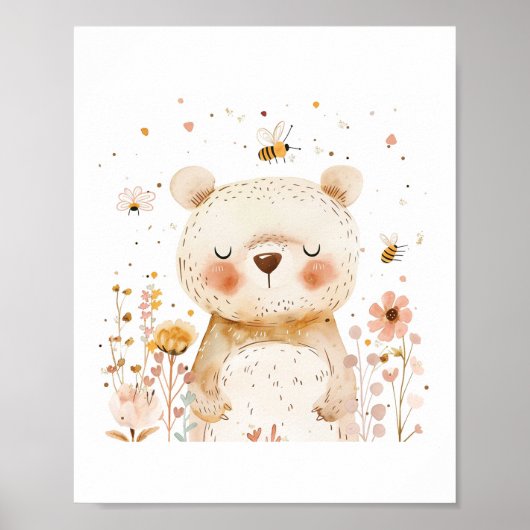 Schattige Beer kwekerij vrienden houden van dieren Poster (Voorkant)