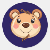 Schattige Beer Lach Ronde Sticker (Voorkant)