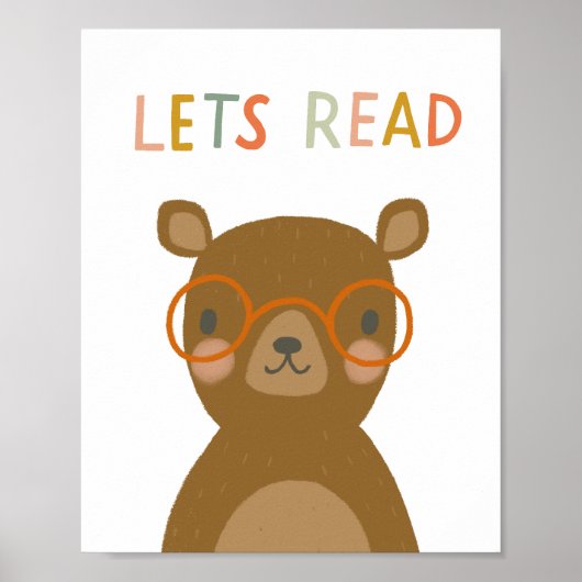 Schattige Beer Laten we Kinder lezen Poster (Voorkant)
