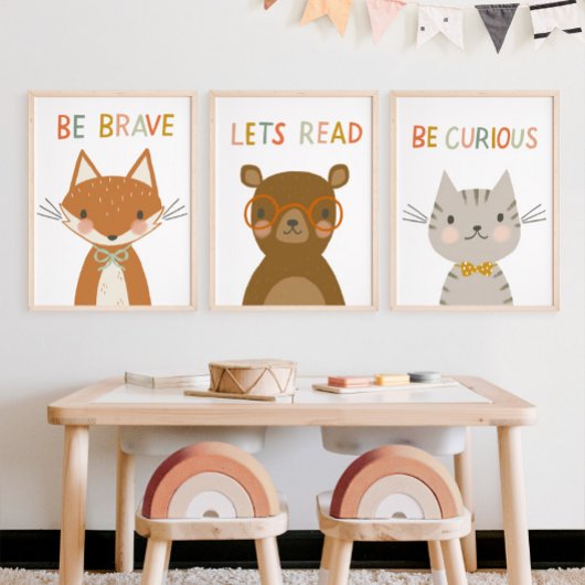 Schattige Beer Laten we Kinder lezen Poster