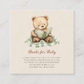 Schattige Beer Leest Boek Baby Shower Boek Verzoek Informatiekaartje (Voorkant)