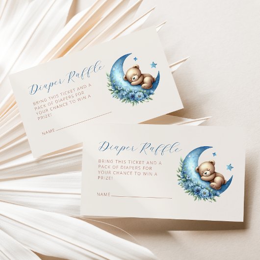 Schattige Beer Luier Raffle Blue Moon Boy Baby sho Informatiekaartje