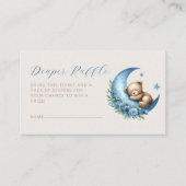 Schattige Beer Luier Raffle Blue Moon Boy Baby sho Informatiekaartje (Voorkant)