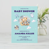 Schattige Beer & Maan Baby shower Kaart (Staand voorkant)