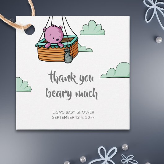 Schattige Beer Meisje Baby shower Dank u Bedankjes Labels