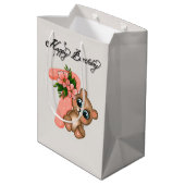 Schattige beer meisjes Verjaardag 7e Medium Cadeauzakje (Achterkant Gekanteld)
