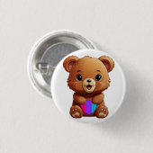 Schattige Beer met Androgyn Pride Vlag Hart Ronde Button 3,2 Cm (Voorkant /achterkant)