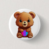 Schattige Beer met Androgyn Pride Vlag Hart Ronde Button 3,2 Cm (Voorkant)