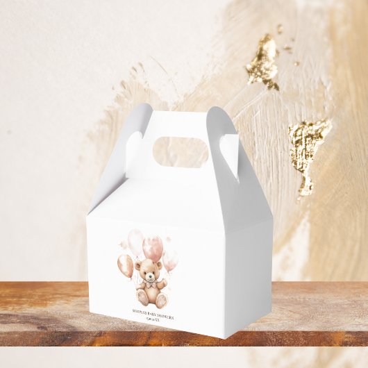 Schattige Beer met ballonnen | Baby Pink Bedankdoosjes