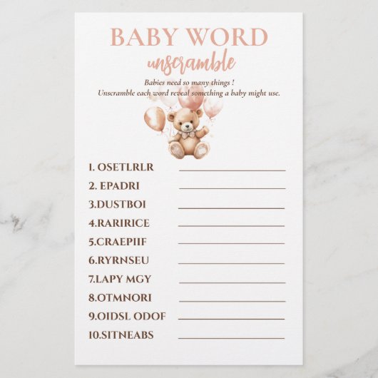 Schattige Beer met ballonnen | Baby Pink Flyer (Voorkant)