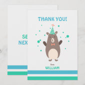 Schattige Beer met Balloon Birthday Dank u Bedankkaart (Voorkant / Achterkant)