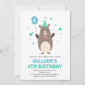 Schattige Beer met Balloon Birthday Party Invitati Kaart (Voorkant)