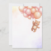 Schattige Beer met Balloons Baby shower Invitation Kaart (Achterkant)