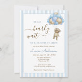 Schattige Beer met Balloons Blue Boy Baby shower Kaart (Voorkant)