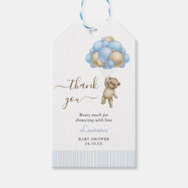 Schattige Beer met Balloons Boy Baby shower Bedank Cadeaulabel