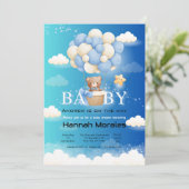 Schattige Beer met Balloons Dual Shade Baby shower Kaart (Staand voorkant)