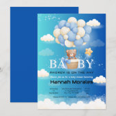 Schattige Beer met Balloons Dual Shade Baby shower Kaart (Voorkant / Achterkant)