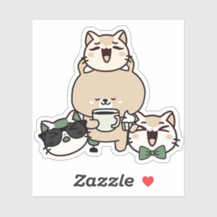 Schattige Beer met Beenprothese, Koffie en Cupcake Sticker