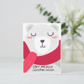 Schattige Beer met bericht van kind Feestdagenkaart (Staand voorkant)