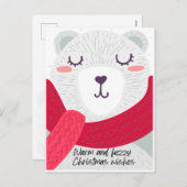 Schattige Beer met bericht van kind Feestdagenkaart (Voorkant / Achterkant)