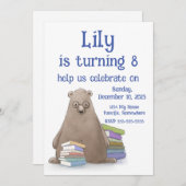 Schattige Beer met boeken Verjaardag,  Kaart (Voorkant / Achterkant)