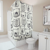 Schattige beer, met de hand getekend naadloos patr douchegordijn (In situ)