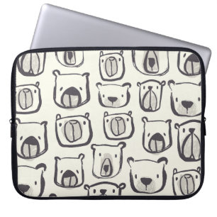 Schattige beer, met de hand getekend naadloos patr laptop sleeve