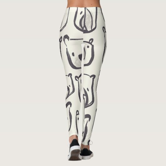 Schattige beer, met de hand getekend naadloos patr leggings (Achterkant)