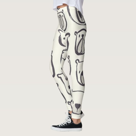Schattige beer, met de hand getekend naadloos patr leggings (Links)
