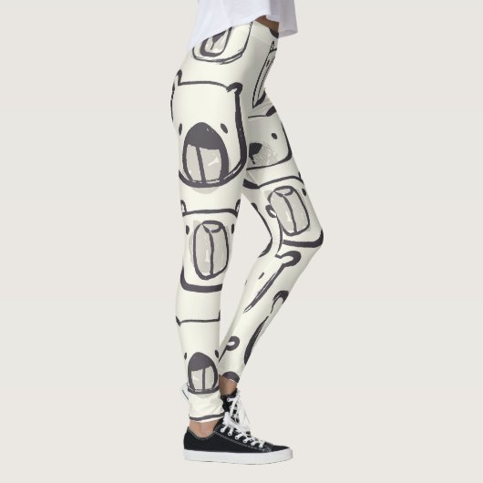 Schattige beer, met de hand getekend naadloos patr leggings (Rechts)