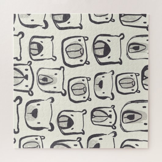 Schattige beer, met de hand getekend naadloos patr legpuzzel (Horizontaal)