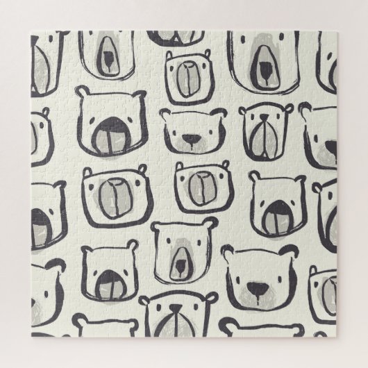 Schattige beer, met de hand getekend naadloos patr legpuzzel (Verticaal)
