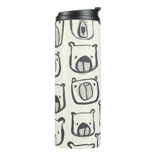 Schattige beer, met de hand getekend naadloos patr thermosbeker (Gedraaid links)