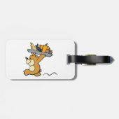 Schattige Beer met een feestelijke oogstschotel Bagagelabel (Achterkant horizontaal)