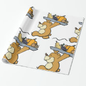 Schattige Beer met een feestelijke oogstschotel Cadeaupapier (Uitgerold)