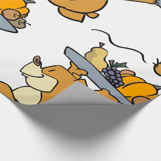 Schattige Beer met een feestelijke oogstschotel Cadeaupapier