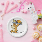 Schattige Beer met een feestelijke oogstschotel Papieren Bordje (Feest)