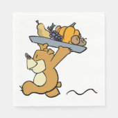 Schattige Beer met een feestelijke oogstschotel Servet (Voorkant)