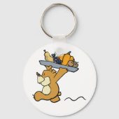 Schattige Beer met een feestelijke oogstschotel Sleutelhanger (Voorkant)