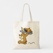 Schattige Beer met een feestelijke oogstschotel Tote Bag (Achterkant)
