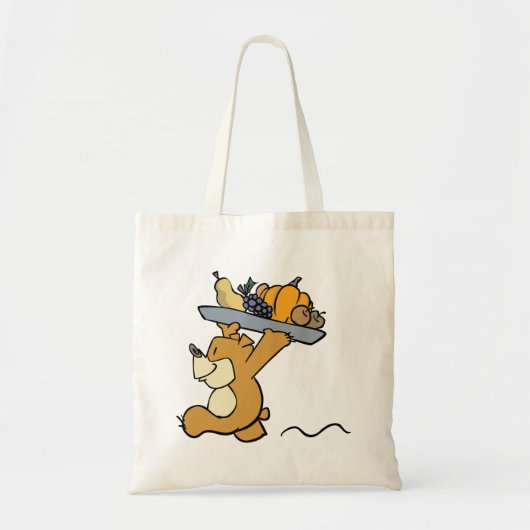 Schattige Beer met een feestelijke oogstschotel Tote Bag (Voorkant)