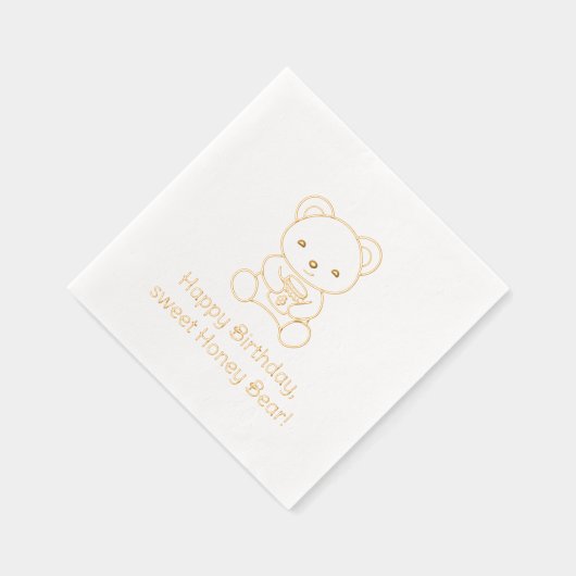 Schattige Beer met een Honey Jar Verjaardag Folie Servetten (Rechts)