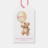 Schattige beer met feest ballon plezier cadeaulabel (Voorkant)