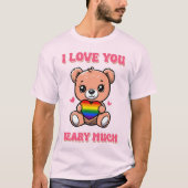 Schattige Beer met hart in regenboog vlag kleuren T-shirt (Voorkant)