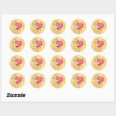 Schattige Beer met harten Ronde Sticker (Vel)